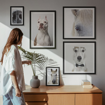 Ensemble de 5 tableaux Portraits d'animaux modernes
