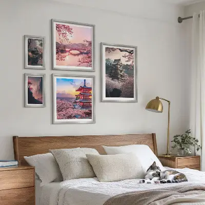 Tableau de décoration murale paysage japonais avec des cerisiers