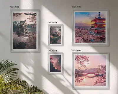 Tableau de décoration murale paysage japonais avec des cerisiers