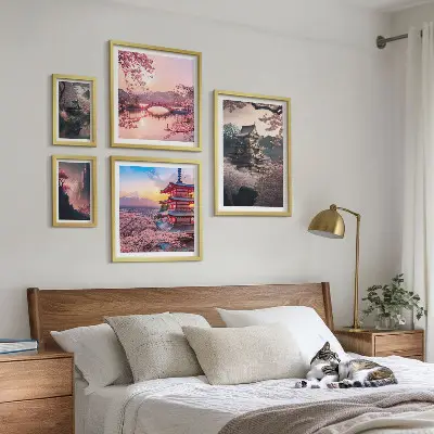 Tableau de décoration murale paysage japonais avec des cerisiers
