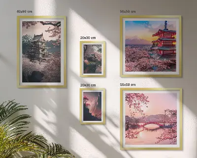 Tableau de décoration murale paysage japonais avec des cerisiers