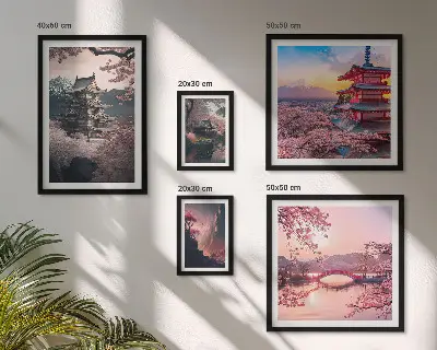 Tableau de décoration murale paysage japonais avec des cerisiers