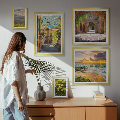 Lot de tableaux encadrés Rues et paysages charmants