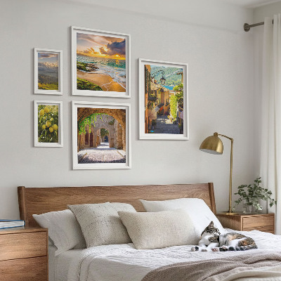 Lot de tableaux encadrés Rues et paysages charmants
