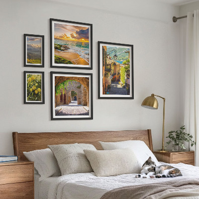 Lot de tableaux encadrés Rues et paysages charmants