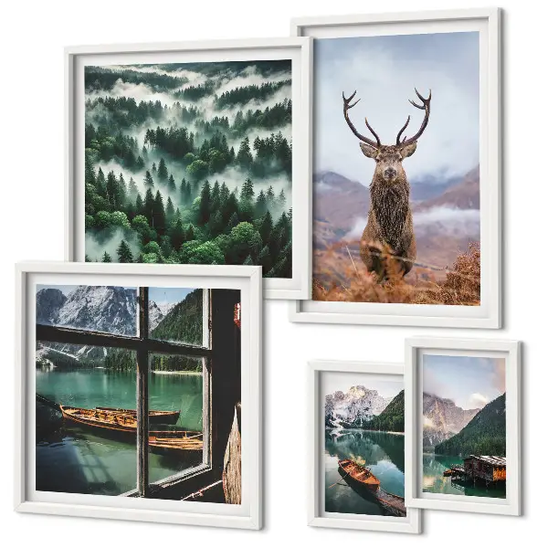 Tableau de décoration murale représentant des animaux sauvages dans les montagnes