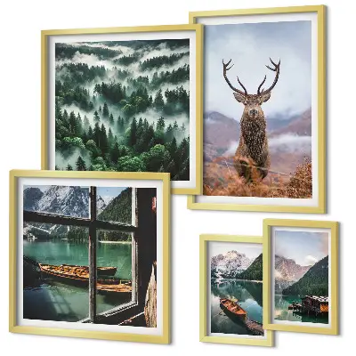 Tableau de décoration murale représentant des animaux sauvages dans les montagnes