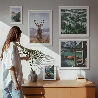 Tableau de décoration murale représentant des animaux sauvages dans les montagnes