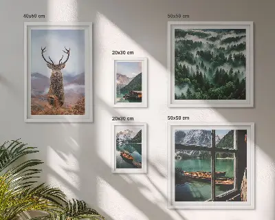 Tableau de décoration murale représentant des animaux sauvages dans les montagnes