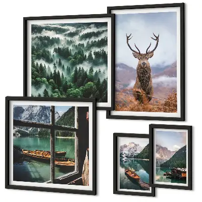 Tableau de décoration murale représentant des animaux sauvages dans les montagnes