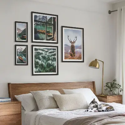 Tableau de décoration murale représentant des animaux sauvages dans les montagnes