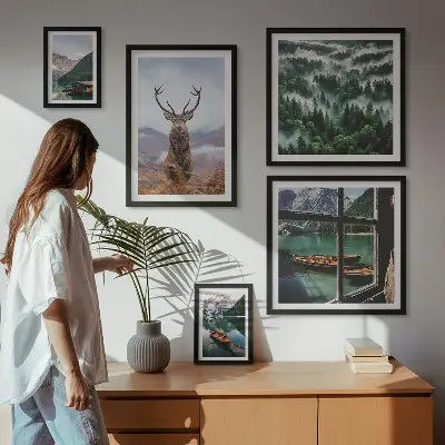 Tableau de décoration murale représentant des animaux sauvages dans les montagnes
