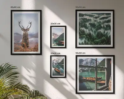 Tableau de décoration murale représentant des animaux sauvages dans les montagnes