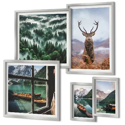 Tableau de décoration murale représentant des animaux sauvages dans les montagnes
