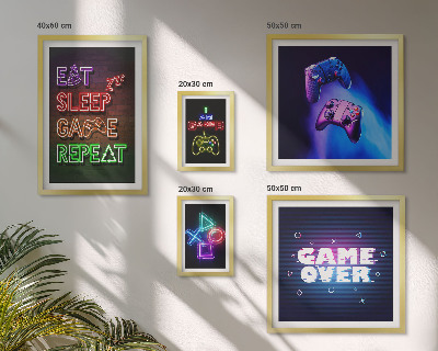 Lot de tableaux encadrés Thèmes de jeux vidéo néon