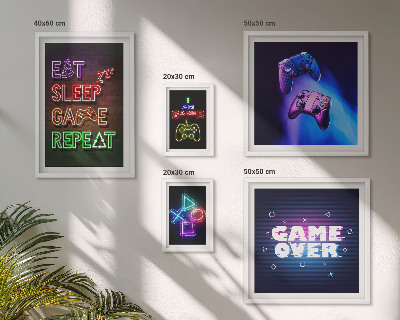 Lot de tableaux encadrés Thèmes de jeux vidéo néon