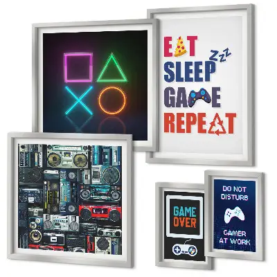 Ensemble de 5 tableaux décoratifs pour gamers décorations élégantes