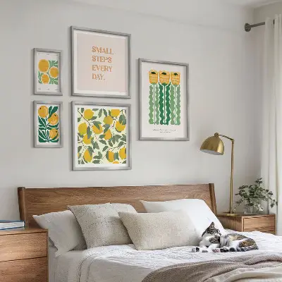 Tableau de décoration murale avec slogans positifs sur le thème des fleurs et des agrumes
