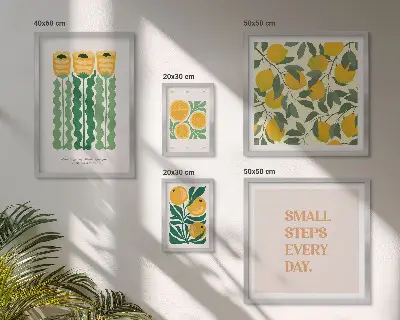 Tableau de décoration murale avec slogans positifs sur le thème des fleurs et des agrumes