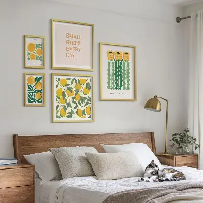 Tableau de décoration murale avec slogans positifs sur le thème des fleurs et des agrumes