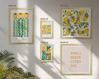 Tableau de décoration murale avec slogans positifs sur le thème des fleurs et des agrumes