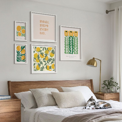 Tableau de décoration murale Slogans positifs sur les fleurs et les agrumes