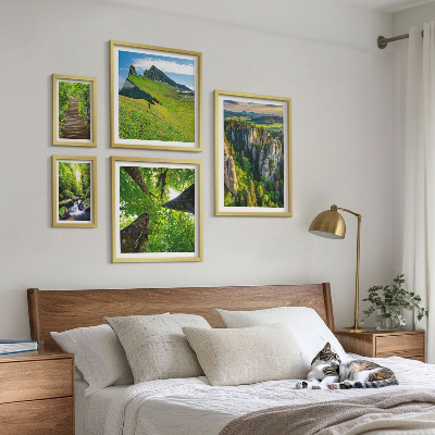 Ensemble de 5 tableaux Sentiers de nature aux paysages verdoyants