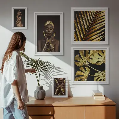 Lot de tableaux encadrés portraits de femmes dans la nature au style glamour