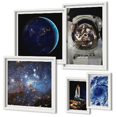 Ensemble de 5 tableaux Les découvertes spatiales des astronautes