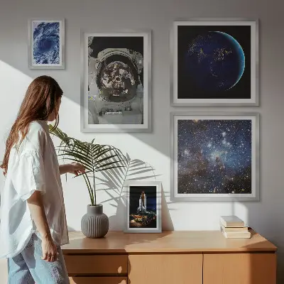 Les découvertes spatiales des astronautes ensemble de 5 tableaux