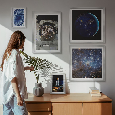 Ensemble de 5 tableaux Les découvertes spatiales des astronautes