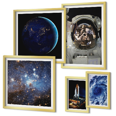Ensemble de 5 tableaux Les découvertes spatiales des astronautes
