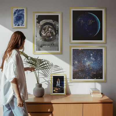 Ensemble de 5 tableaux Les découvertes spatiales des astronautes
