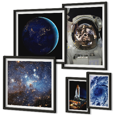 Ensemble de 5 tableaux Les découvertes spatiales des astronautes