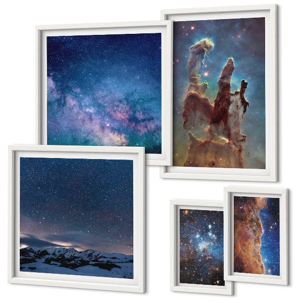 Lot de tableaux encadrés Paysages cosmiques des galaxies