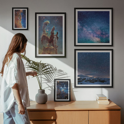 Lot de tableaux encadrés Paysages cosmiques des galaxies