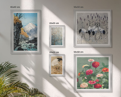 Ensemble de 5 tableaux Paysages naturels avec des fleurs