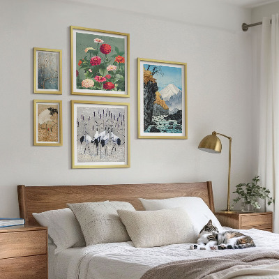 Ensemble de 5 tableaux Paysages naturels avec des fleurs