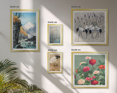 Ensemble de 5 tableaux Paysages naturels avec des fleurs