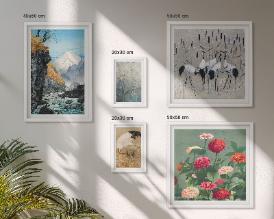 Ensemble de 5 tableaux Paysages naturels avec des fleurs