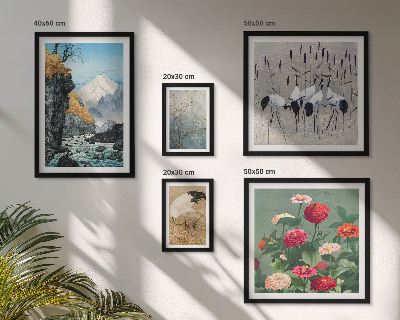 Ensemble de 5 tableaux Paysages naturels avec des fleurs