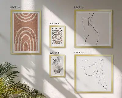 Ensemble de 5 tableaux représentant des figures abstraites stylisées