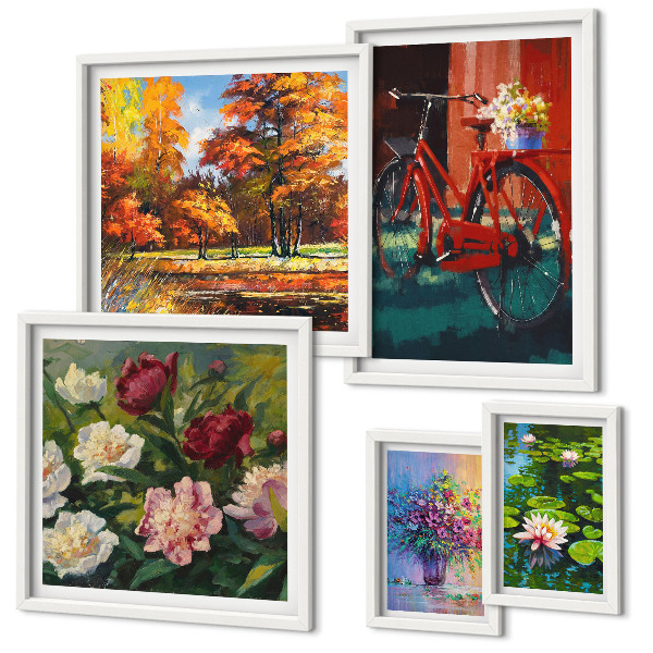 Lot de tableaux encadrés Fleurs dans le paysage printanier
