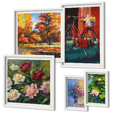 Lot de tableaux encadrés Fleurs dans le paysage printanier
