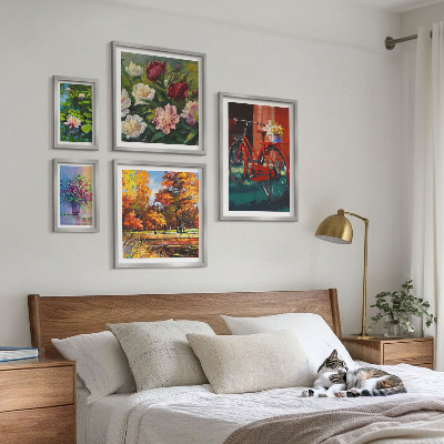 Lot de tableaux encadrés Fleurs dans le paysage printanier