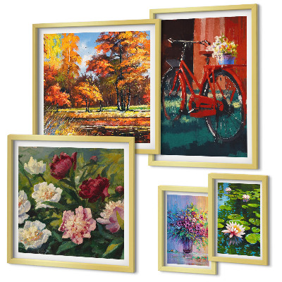 Lot de tableaux encadrés Fleurs dans le paysage printanier