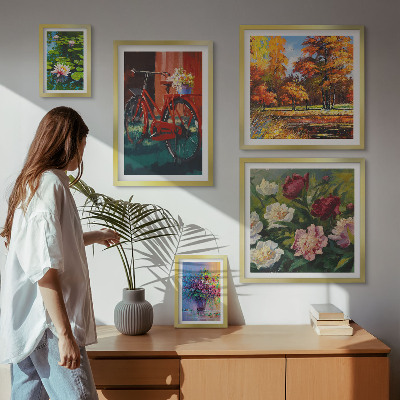 Lot de tableaux encadrés Fleurs dans le paysage printanier
