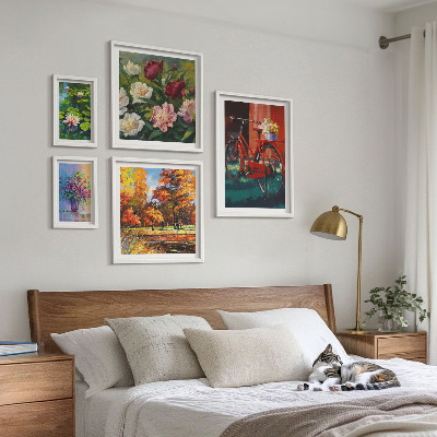 Lot de tableaux encadrés Fleurs dans le paysage printanier