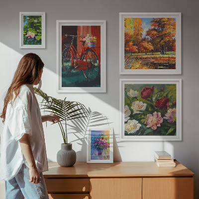 Lot de tableaux encadrés Fleurs dans le paysage printanier