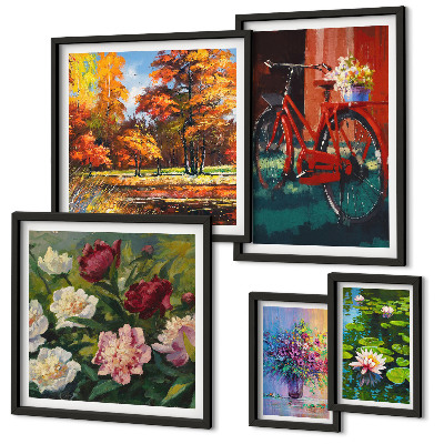 Lot de tableaux encadrés Fleurs dans le paysage printanier